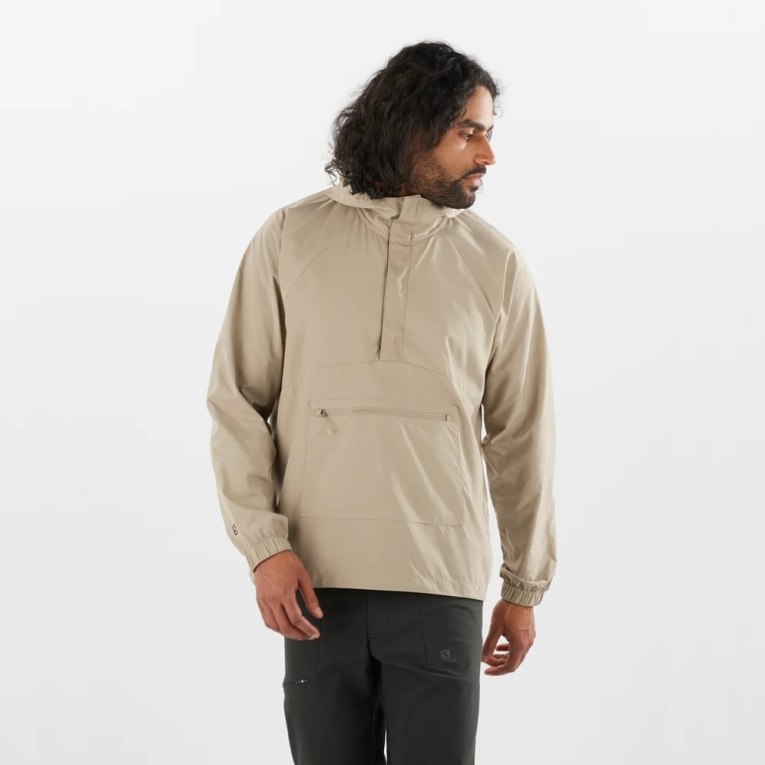 Beige Salomon Outlife Ripstop Half Zip Men\'s Windbreaker | PH 47908N